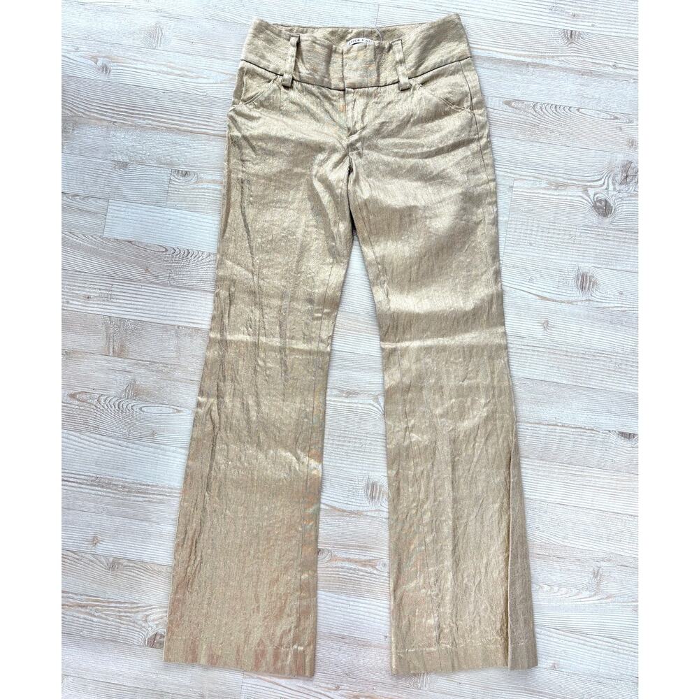 Alice + Olivia Shimmery Gold Flared Trousers